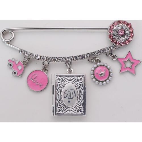 Muslim islam turkish evil eye Koran book Allah Stainless steel brooch baby pin