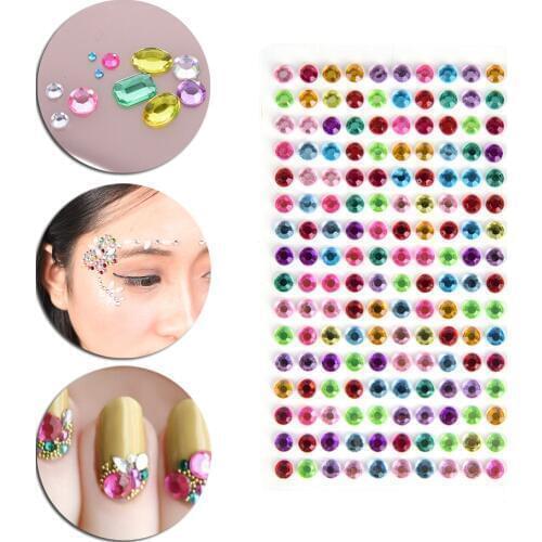 160Pcs/sheet Crystal Diamond Bling Rhinestone Self Adhesive Stickers for Phone Case Decoration 5mm Diy Decal Art