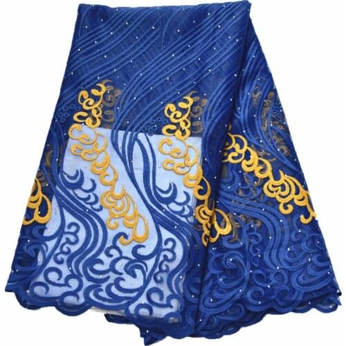 Latest africa lace fabric high quality lace fabric with stones 5yards african fabric nigerian lace fabric wholesale 2020