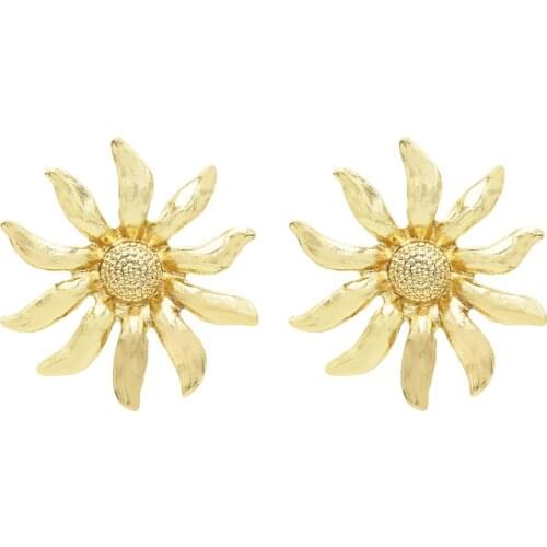 New Trendy Sunflower Stud Earrings for Women Girl Gold Silver Color Metal Plant Earring pendientes Wedding Party Jewelry Gift