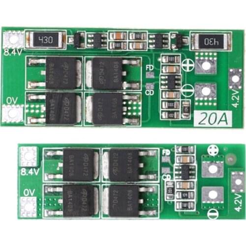 2S 20A 7.4V 8.4V 18650 Lithium battery protection board BMS board standard balance Module