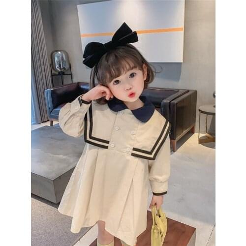 Girls' College dress 2021 spring dress childrens Navy Korean jacket baby dress kids clothes girls dresses