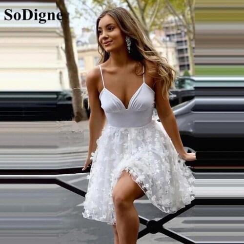 SoDigne A-Line Boho Holiday Homecoming Dress Butterfly Spaghetti Strap Sleeveless Short / Mini Prom Gown Cocktail Dress