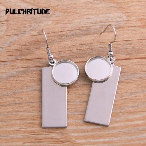 2pcs 12mm Inner Size Stainless Steel Cabochon Earring Base Setting Blank Hooks Diy Accessories For Making Earrings