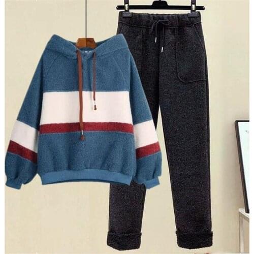 Tracksuit Women 2 Piece Set Hoodie Pullover + Pants Sports Suit Female Autumn Winter Sweatshirt Sets Sportswear Suits X324
