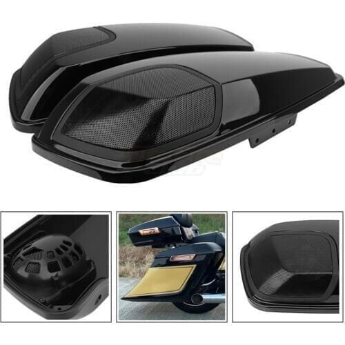 Light Black Motorcycle Saddlebag Lids Speaker Cutouts For Harley Touring FLT FLH FLHTCU 2014-2020 2019 Motorbike Accessories