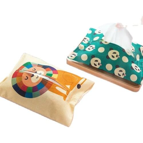 Fabric Cartoon Tissue Box Seat Type Napkin Holder Animal Printing Tissue Case Removable Papers Towel Bag Home Decorate Supplies