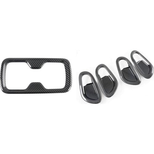 Door Handle Bowl Protector Frame Cover Trim with Front Water Cup Holder Frame Cover Trim,for Nissan Navara NP300 16-19