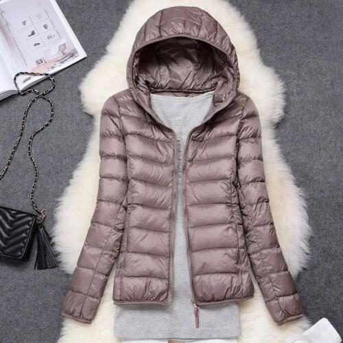 Women 90% White Duck Down Jacket Autumn Female Ultra Light Down Jackets Slim Solid Long Sleeve S-6XL Plus size Warm Coat Parka