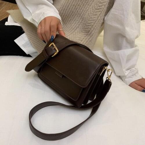 Women Bag Mini Handbags Women Fashion Ins Retro Wide Shoulder Strap Messenger Bag for Women Purse Simple Style Crossbody Bags