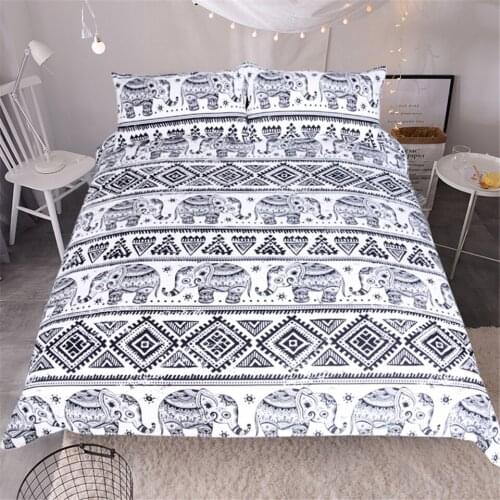 3D Printing 3pcs Bedding Set Bohemian Elephant Duvet Cover Pattern Quilt Cover Queen King Size Comfortable Cover Home Textiles