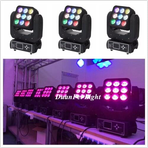8pieces High bright Lyre LED 9X12W RGBW 4IN1 Matrix Stage Beam Light Moving Heads Dmx dot 3x3 moving head light