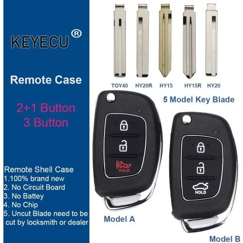 KEYECU HY15/HY20/TOY40 Flip Remote Key Shell Fob For Hyundai Solaris ix35 ix45 ELANTRA Santa Fe HB20 Verna Solaris 3 Buttons