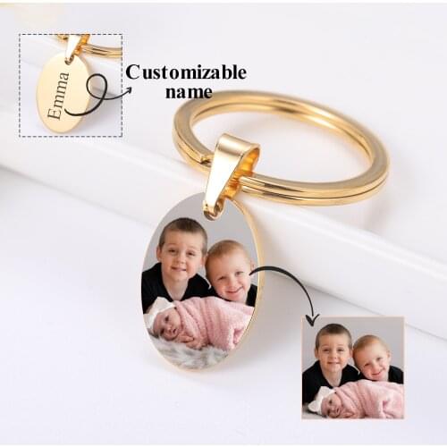 MYDIY Custom Photo Keychain Personalise Ellipse Shape Keychain Baby Photo Family Portrait Photo Personalized gift 2021 Trend