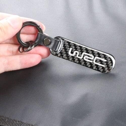WRC Carbon Fiber Keychain Car Logo Key Ring For Dacia Chevrolet Cruze Citroen Chery Cadillac Mercedes W124 Dodge DS Auto Decor