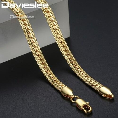 6mm Mens Gold Chain Cuban Link Necklace Yellow Rose Gold Filled Jewelry Gift for Men Women DLGN399