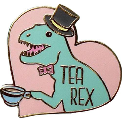 Tea rex T-rex Tyrannosaurs Rex Dinosaur pin badge