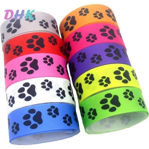 DHK 7/8'' 10yards Dog Paw Printed Grosgrain Ribbon Accessory Hairbow Headwear Decoration DIY Wholesale OEM B2086