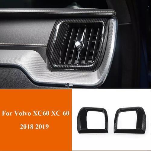 JEAZEA 2Pcs ABS Carbon Fiber Dashboard Side Air Vent Outlet Cover Trim Frame Strip For Volvo XC60 XC 60 2018 2019 Car Styling