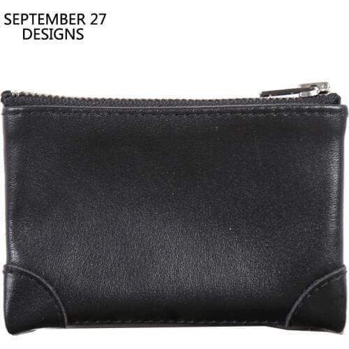 New Fashion Coin Purses Ladies Genuine Cow Leather Luxury Women Slim Credit Card Wallets Casual Small Coin Pouch Storage Bag Men