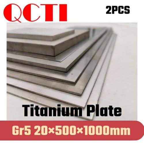2pcs Gr5 Titanium Alloy Plate Ti Sheet 20*500*1000mm 6al-4v For DIY OEM Metalworking Supplies