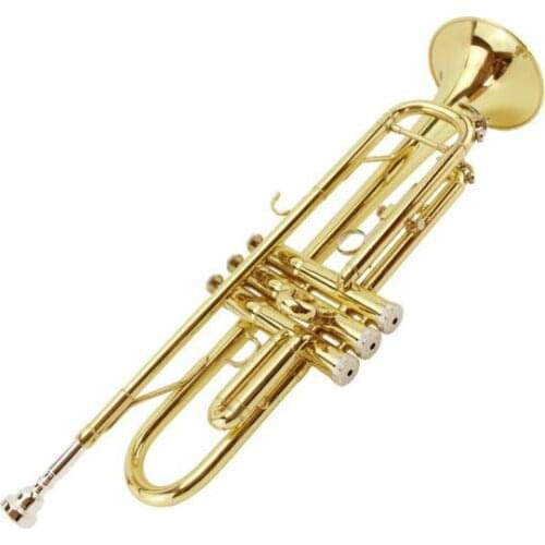 MARGEWATE Bb Trumpet High Quality Brass Gold Lacquer B Flat Playing Musical Instrument Trumpet with Mouthpiece Case