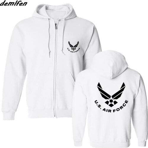 Fashion Casual Men Fleece Hoodie New U.s. Air Force Usaf Small Front Large Back Logo Navy Sweatshirt Cool Jacket Coat Streetwear
