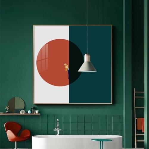 Cartoon hand drawn geometric color little girl childrens room Poster Nordic Wall Art Pictures on Canvas Living Room Home Decor