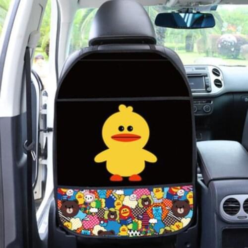 1Pc Cartoon Car Anti Kick Mat with Bag Car Seat Back Cover Protector for Kids Universal Auto Anti Mud Dirt Pads with Storage Bag