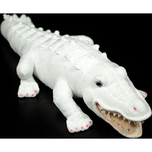 Soft Albino Alligator Stuffed Toy Real Life Reptile Animals White Crocodile Plush Toys Birthday Gifts For Kids