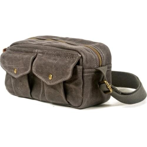 New mens bag, outdoor leisure sports, cross-body bag, water-repellent, oil-wax canvas bag, cross-body mens retro small satchel