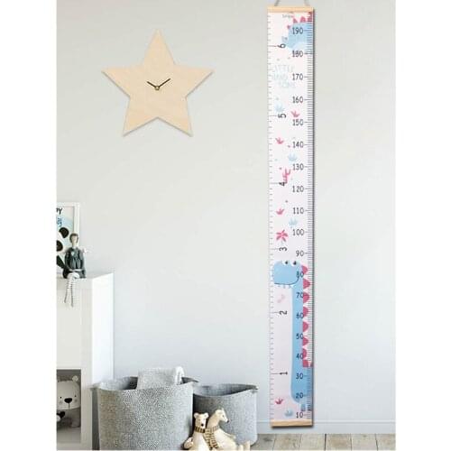 Newly Kids Growth Chart Wood Frame Canvas Height Measurement Ruler from Baby to Adult for Childs Room Decoration