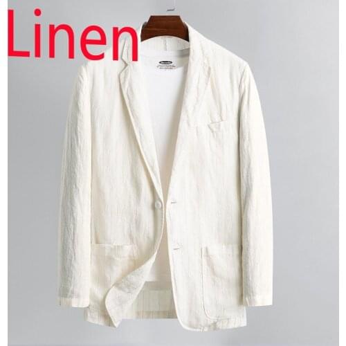 New Arrival High Quality Spring Summer Pure Linen Suit Coat Young Men Handsome Casual Single Breasted Blazers Size S M L XL 2XL