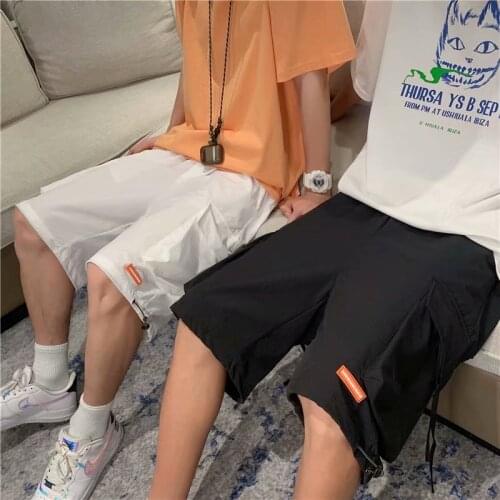 Hong Kong style new overalls shorts summer wear loose straight-leg pants Korean fashion trendy brand Japanese five-point pants