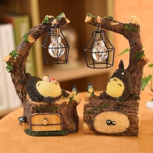 New Creative Resin Cartoon Totoro Night Light LED Bedside Night Lights for Room Bedside Home Decor Kids Birthday Christmas Gift