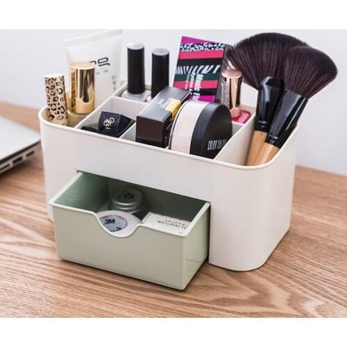 Plastic Makeup Bathroom Storage Box Cosmetic Organizer Desktop Make Up Jewelry Storage Case Sundries Table Container Organizer