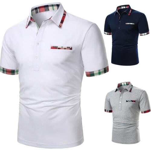 Casual Fashion Men Tops Men T-Shirt Men Short Sleeve T-Shirt Plaid Matching T-Shirt New Business Wear Clothing