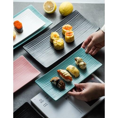 Rectangular Square Ceramic Sushi Plate Home Western Food Plate Baking Tray Fruit Cake Dessert Snack Japanese Cuisine Dinnerware