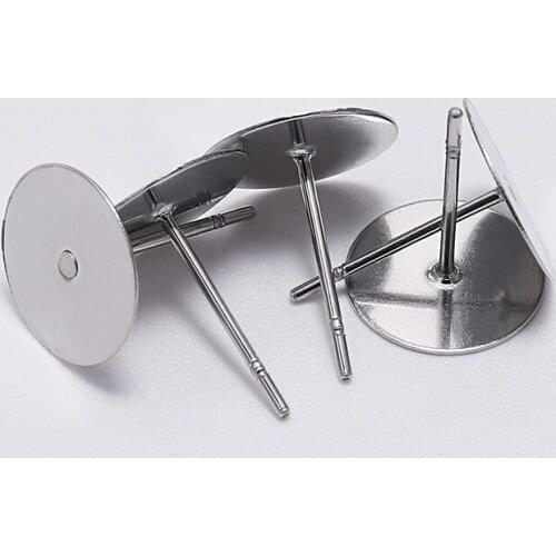 100pcs Stainless Steel Blank Earring Cabochon Stud Base For Stud Earrings DIY Jewelry Making Earring Findings Accessories