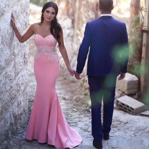 Sexy Sheath Strapless Bridesmaid Dresses 2020 Wedding Party Dress with Lace Appliques Cheap Bridesmaid Gowns