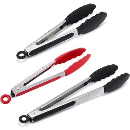 7" 9" 12" Silicone Tongs Heat Resistant Non Stick Kitchen Tong for Cooking Serving Grill BBQ Salad Kitchen BBQ Tool