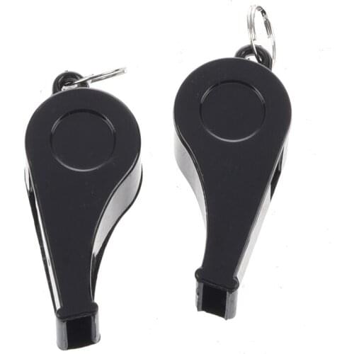 SODIAL(R) 2 Pcs Football Sports Match Referee Black Plastic Whistle w Neck Strap