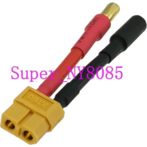 Heavy Duty: Female XT60 Connector to 5.5MM Bullet Adapter with 5CM 12awg Wire