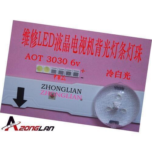 30PCS aot LED AOT Backlight High Power LED 1-2W 3030 6V Cool white 130-155LM TV Application 62-123PUNC/F125160VM58SBF-T