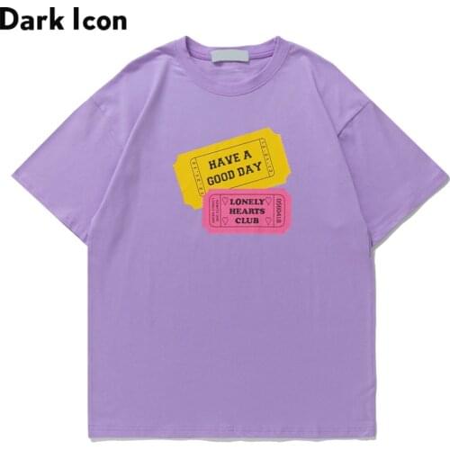 Dark Icon Interesting Print Simple Style Mens T-shirt Short Sleeve Round Neck Cotton Tee Shirts 4 Colors