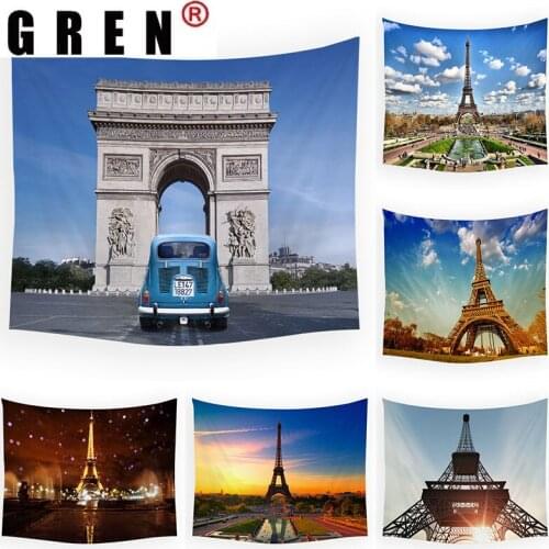 GREN Eiffel Tower Triomphe Poster Tapestry Wall Hanging Wall Covering Rugs Background Cloth Beach Mat Blanket Art Home Decor