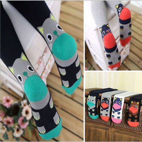 Spring/autumn cartoon cat children tights for baby girls kids cute velvet pantyhose tights stockings for girls tights