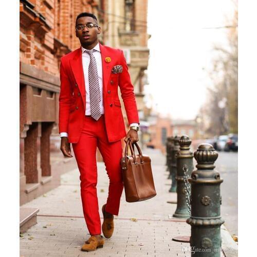 High Quality Double-Breasted Groomsmen Peak Lapel Groom Tuxedos Men Suits Wedding/Prom Best Man Blazer ( Jacket+Pants+Tie) A82