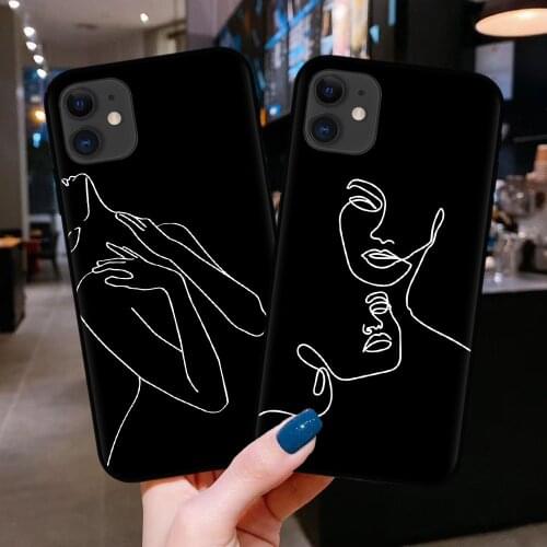 Funny Abstract Art Lines Fashion Phone Cases Cartoon Women Cover For iphone 12 Mini 11 Pro Max X XR XS 8 7 6 6S Plus SE 2020