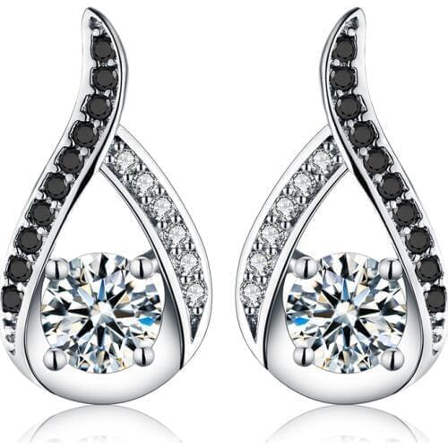 SODROV Vintage Genuine 925 Sterling Silver Female Earring Fine Jewelry Water-Drop Engagement Stud Earrings for Women T004